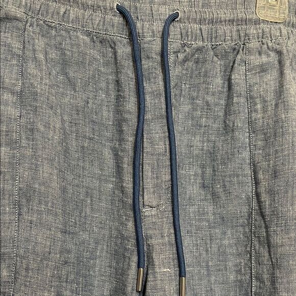 Athleta Retreat Linen Wide Leg Pants Blue Linen Pockets Boho Minimalist Coastal - Picture 5 of 16